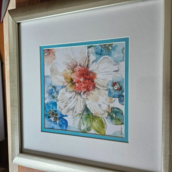 framed art print multicolor flowers floral wall art gold framed  signedAudit. - Picture 2 of 7